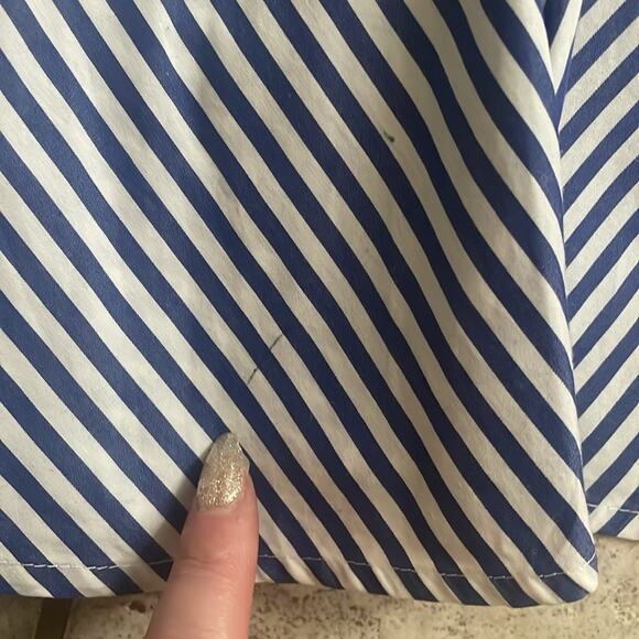 Veronica Beard Bell Bottom Ruched Striped Shirtdress - Picture 13 of 15